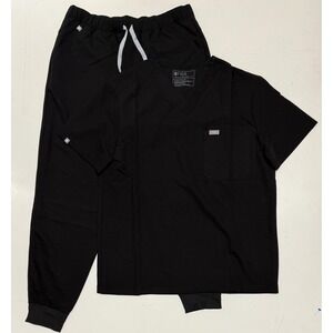 FIGS Mens Black Scrub Set Leon Three-Pocket Top Tansen Jogger Pants Size Medium